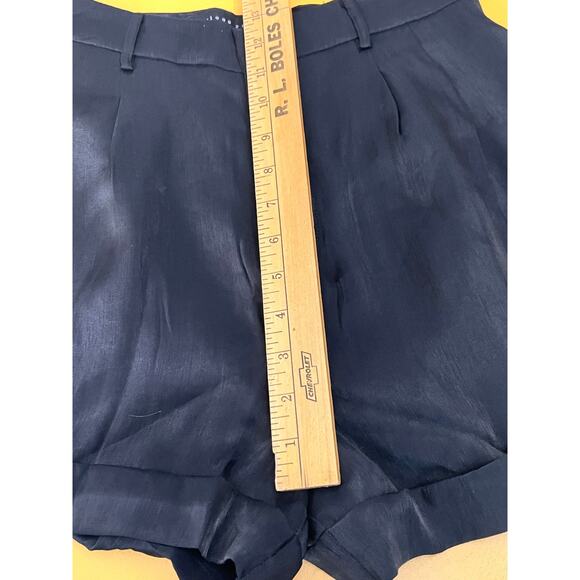 Endless Rose Satin High Waisted Pleated Cuffed Short Black Womens Size M - Picture 7 of 7